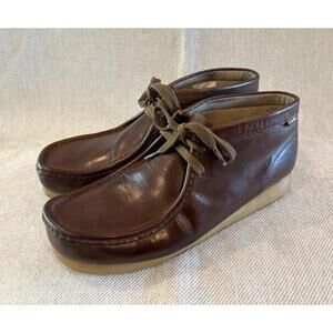Clarks Men's Stinson Hi Chukka Boots Size 9.5 Wallabees Brown Leather Shoes